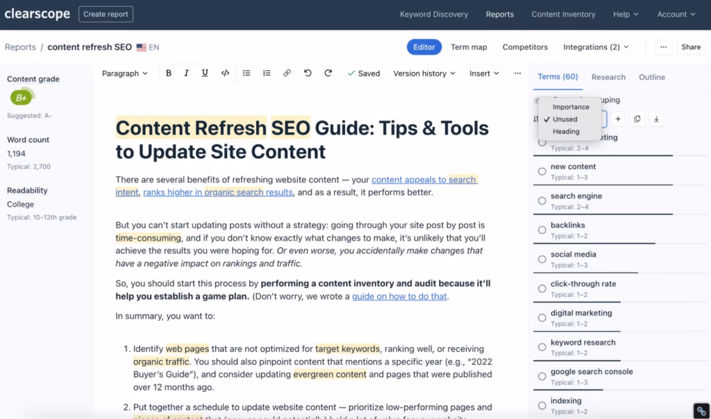Via Clearscope clearscope content editor tool