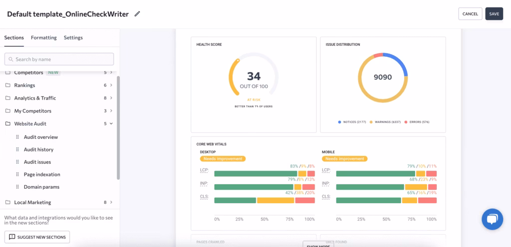 Via SE Ranking SE Ranking SEO reporting builder tool for clients