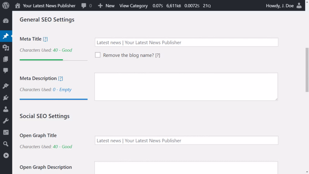 Via WordPress The SEO Framework dashboard