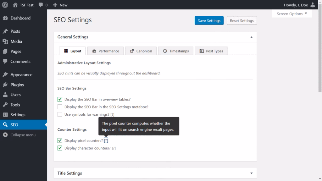 Via WordPress The SEO Framework settings